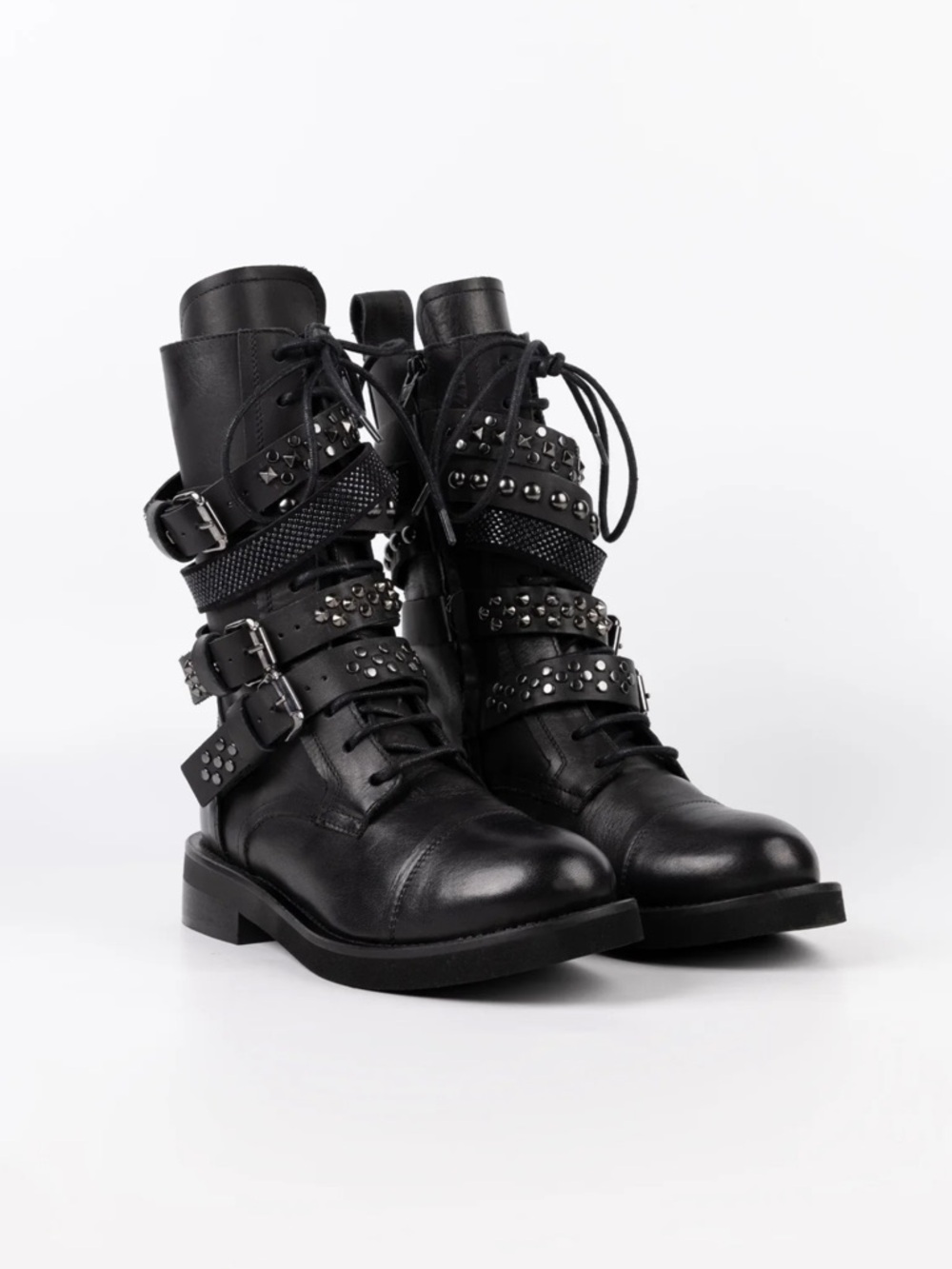 Ruby Leather Combat Boots